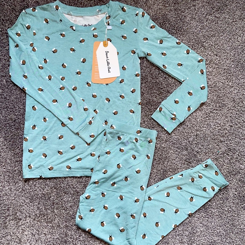 Brave Little Ones Mint Bee Bamboo Pajamas